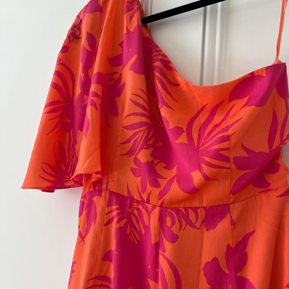 Do+Be Tropical-Print One-Shoulder Midi Dress Women's Size Large - Picture 7 of 8